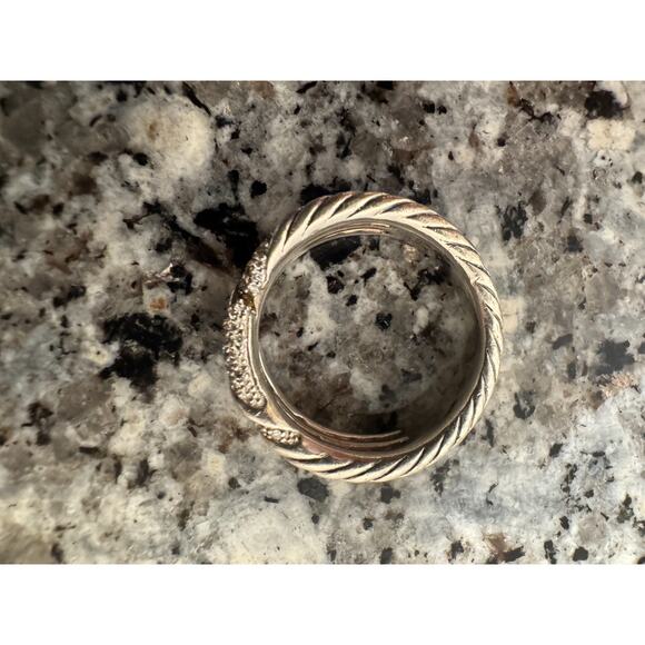 David Yurman Willow Diamond 925 Sterling Silver 3 Row Wide Band Ring Sz 7.5 - Picture 13 of 16